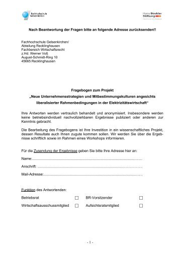 Fragebogen Betriebsrätebefragung