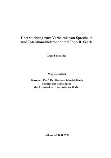 und Intentionalitätstheorie bei John R. Searle - Institut für ...