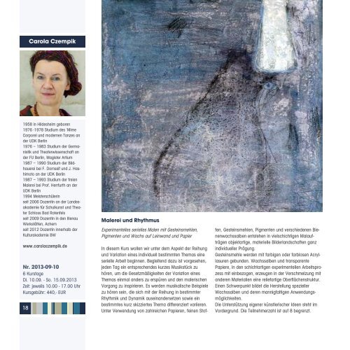 Katalog des Kursprogramms 2013 - Freie Kunstakademie Gerlingen