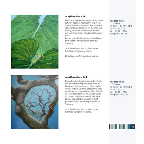 Katalog des Kursprogramms 2013 - Freie Kunstakademie Gerlingen