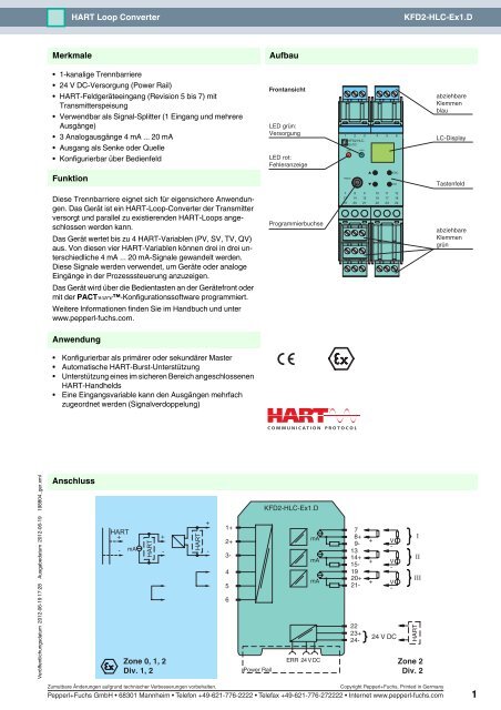 KFD2-HLC-Ex1.D HART Loop Converter ... - Pepperl+Fuchs