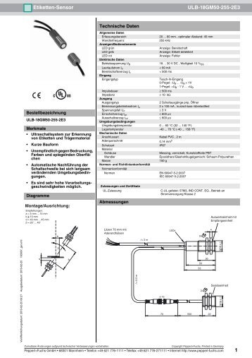 1 Etiketten-Sensor ULB-18GM50-255-2E3 - Pepperl+Fuchs