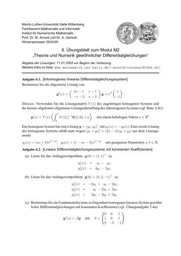 Übungsblatt 6 - Institut für Mathematik