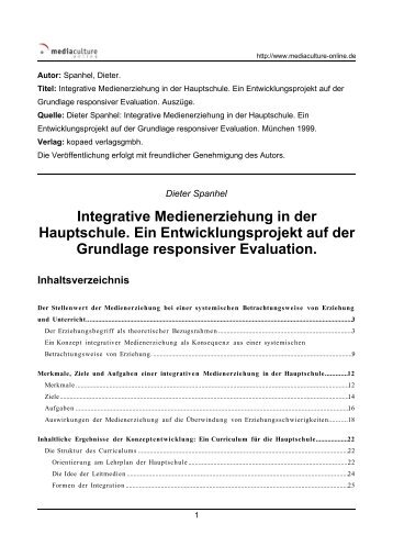 Integrative Medienerziehung in der Hauptschule. - Mediaculture online