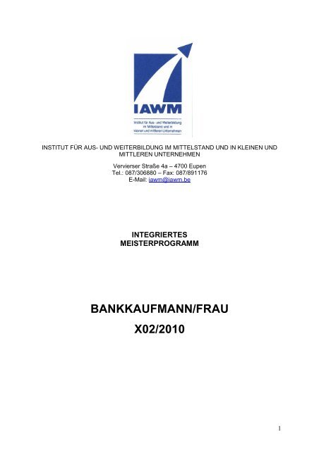 BANKKAUFMANN/FRAU X02/2010 - IAWM