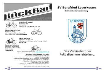 SV Bergfried Leverkusen Das Vereinsheft der ...
