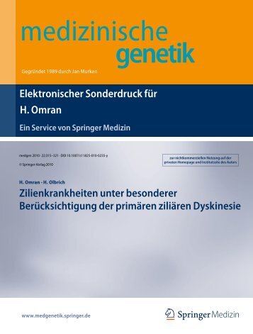 Medizinische Genetik - Arbeitsgruppe Prof. Dr. med. Heymut Omran