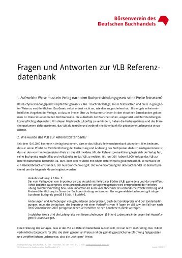 Fragen und Antworten zum VLB als Referenzdatenbank