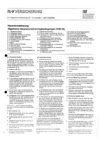 Allgemeine Hausrat-Versicherungsbedingungen VHB 84 - R+V ...