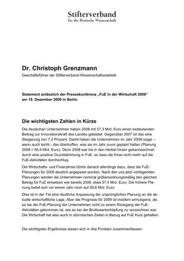 Statement von Dr. Christoph Grenzmann - Stifterverband für die ...