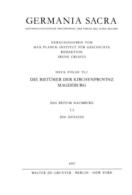 Das Bistum Naumburg 1,1. Die Diözese. - Germania Sacra