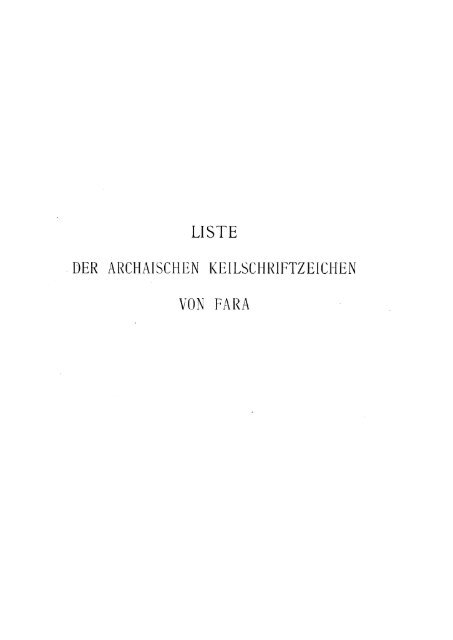 LISTE DER ARCHAISCHEN KEILSCHRIFTZEICHEN VON FARA