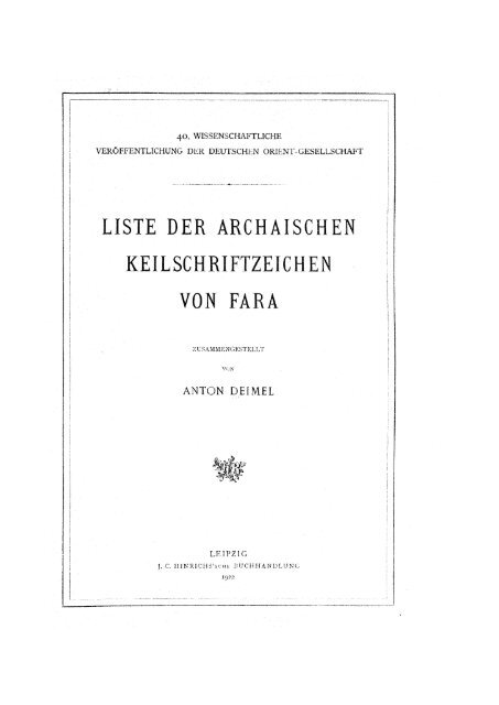 LISTE DER ARCHAISCHEN KEILSCHRIFTZEICHEN VON FARA