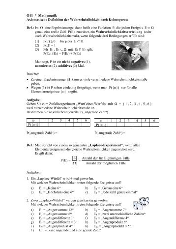 GK m2 * Axiomatische Definition der Wahrscheinlichkeit nach ...