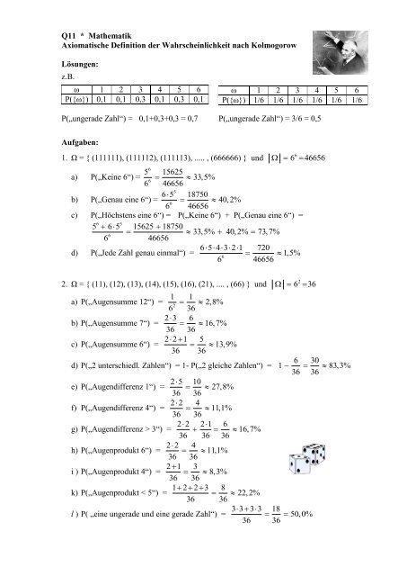 GK m2 * Axiomatische Definition der Wahrscheinlichkeit nach ...