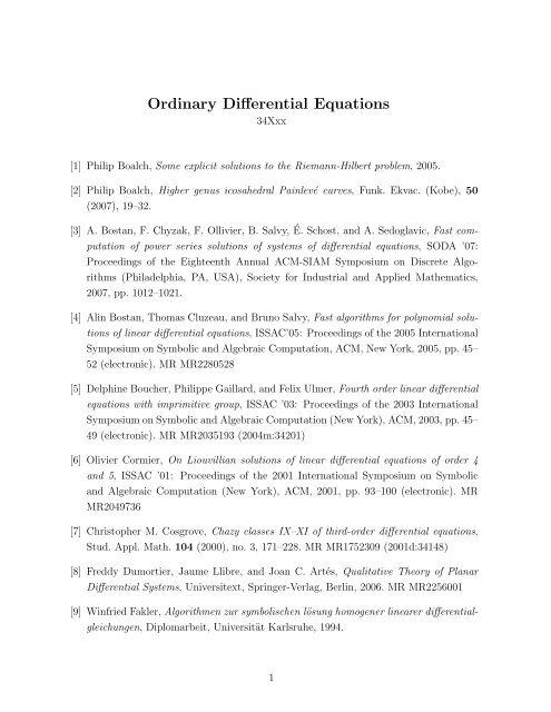 Ordinary Differential Equations - Magma