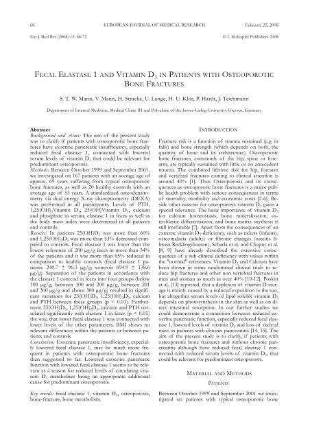 fecal elastase 1 and vitamin d3 in patients with osteoporotic bone ...