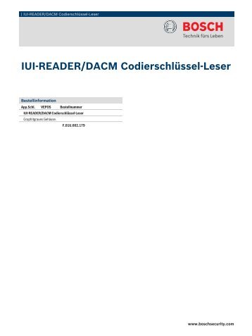 IUI‑READER/DACM Codierschlüssel-Leser - Bosch Security Systems