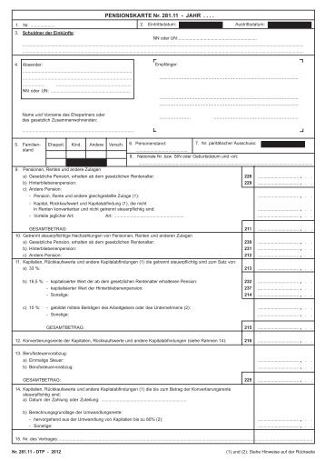 PENSIONSKARTE Nr. 281.11 - JAHR . . . . - Fiscus.fgov.be