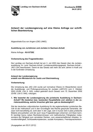 Antwort der Landesregierung auf eine Kleine Anfrage ... - Die Linke