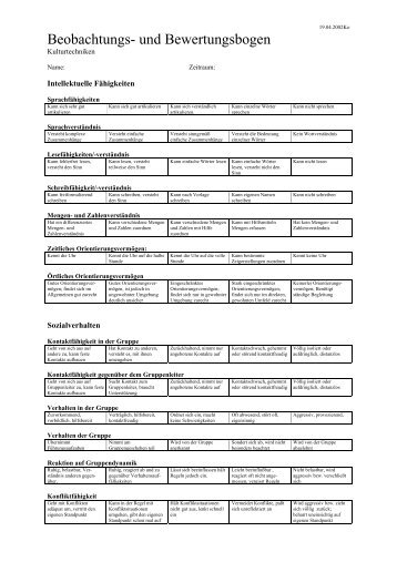 Beobachtungs- und Bewertungsbogen - aktionbildung