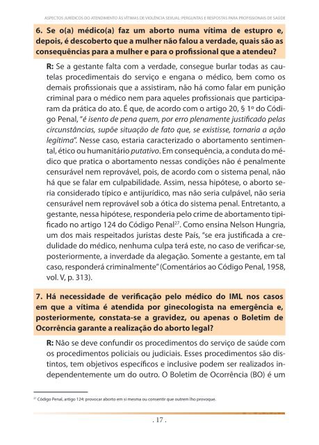 Aspectos jurídicos do atendimento às vítimas de violência sexual