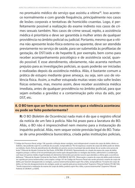 Aspectos jurídicos do atendimento às vítimas de violência sexual