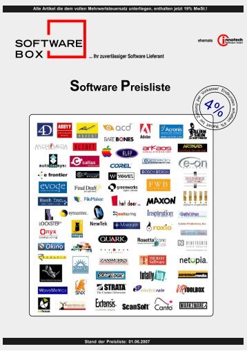 Software Preisliste - Softwarebox: Aktionsliste mit Software für ...
