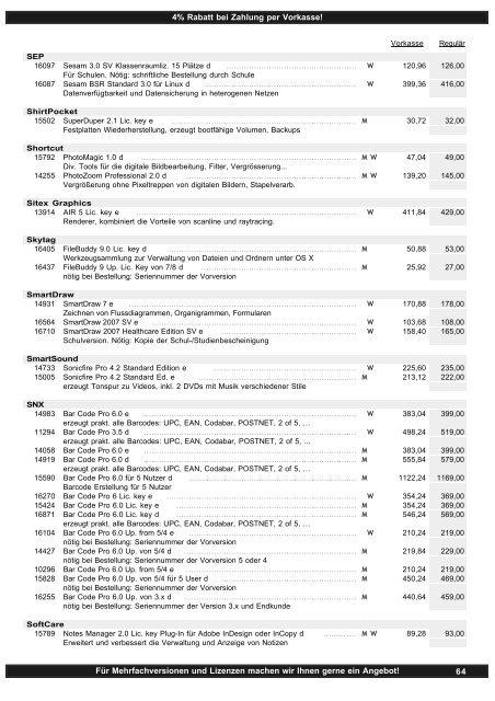 Software Preisliste - Softwarebox: Aktionsliste mit Software für ...