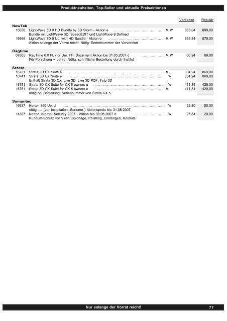 Software Preisliste - Softwarebox: Aktionsliste mit Software für ...