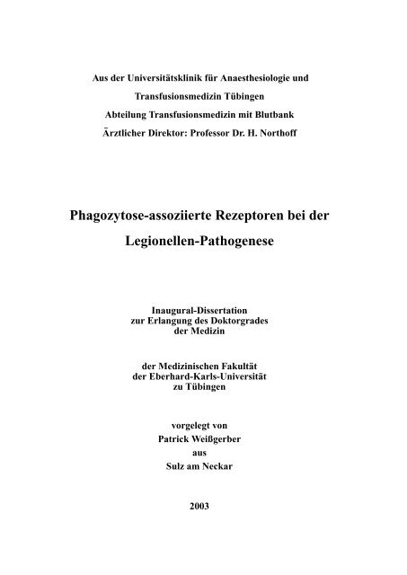 Phagozytose-assoziierte Rezeptoren bei der Legionellen ...