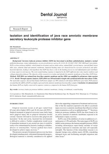 Isolation and identification of java race amniotic ... - Journal | Unair