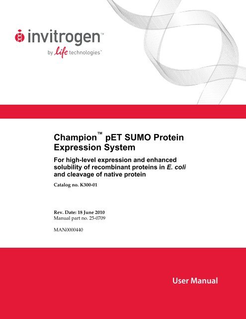 PET SUMO Protein Expression System - Courses