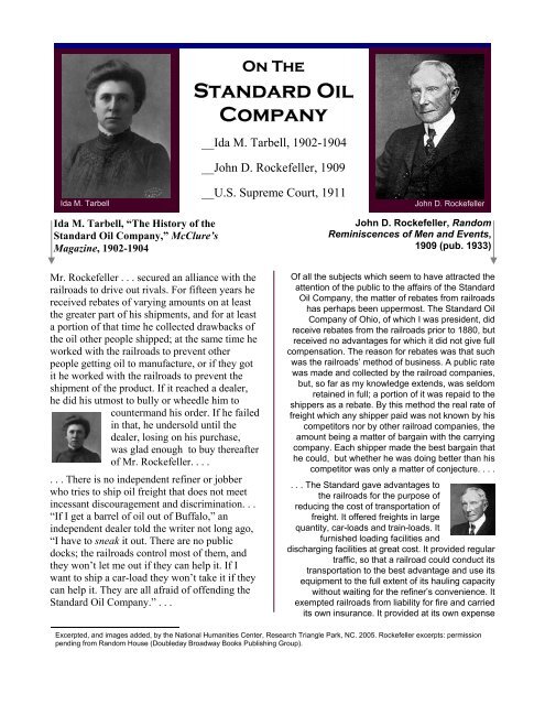 Standard Oil: Tarbell, Rockefeller, U.S. Supreme Court - National ...