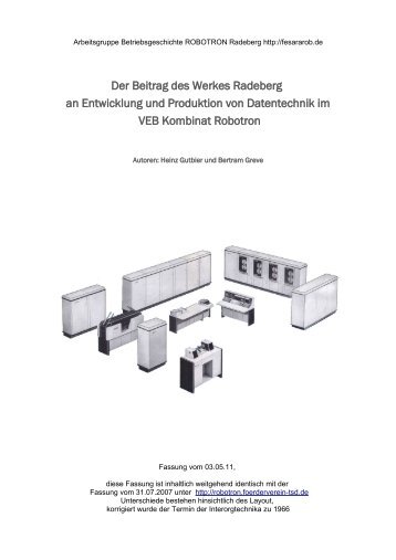 Der Beitrag des Werkes Radeberg an Entwicklung und Produktion ...