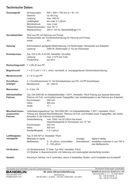 Ve-Wasser-Aufbereitungsgerät WA 500 - Schalltec Gmbh