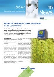 Industry Segment Newsletter Starch & Sugar 15 - METTLER TOLEDO