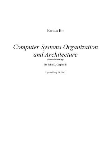 Computer Systems Organization and Architecture