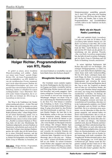 Radio-Köpfe Holger Richter, Programmdirektor von RTL ... - der ADDX