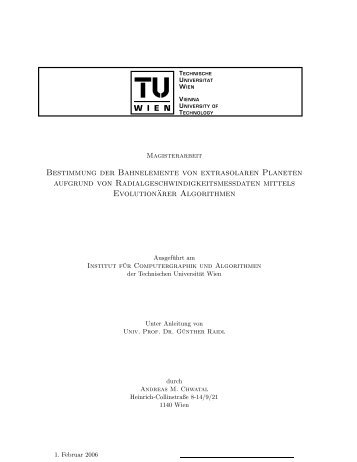 Bestimmung der Bahnelemente von extrasolaren Planeten aufgrund ...