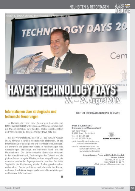 AMS-Online Ausgabe 01/2012 - Advanced Mining