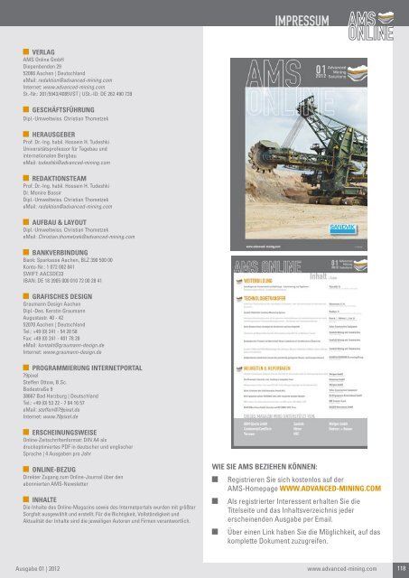 AMS-Online Ausgabe 01/2012 - Advanced Mining