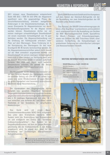 AMS-Online Ausgabe 01/2012 - Advanced Mining