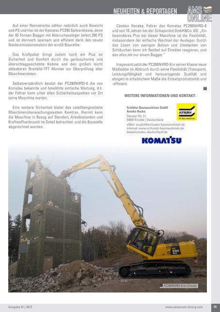 AMS-Online Ausgabe 01/2012 - Advanced Mining