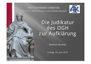 Die Judikatur des OGH zur Aufklärung - Ärztekammer für Kärnten