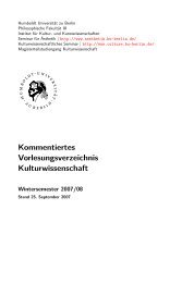 Magister - Seminar für Ästhetik - Humboldt-Universität zu Berlin