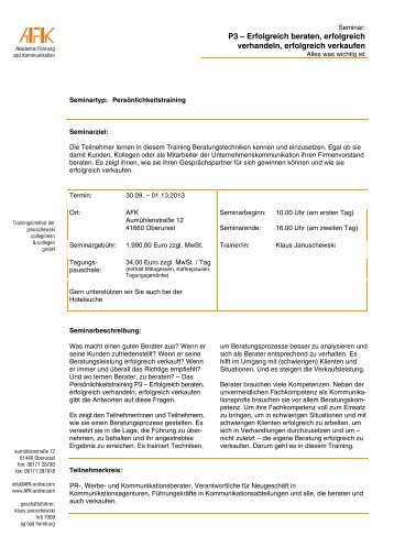 Seminardetails - AFK - Akademie Führung und Kommunikation