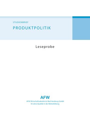 StudienBrieF ProduktPoLitik - AFW Wirtschaftsakademie Bad ...