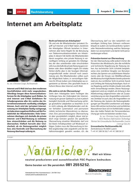 Erfolg_Ausgabe Nr. 9 - Oktober 2012