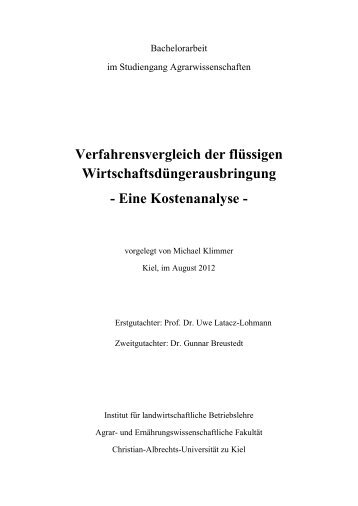 Verfahrensvergleich der flüssigen Wirtschaftsdüngerausbringung